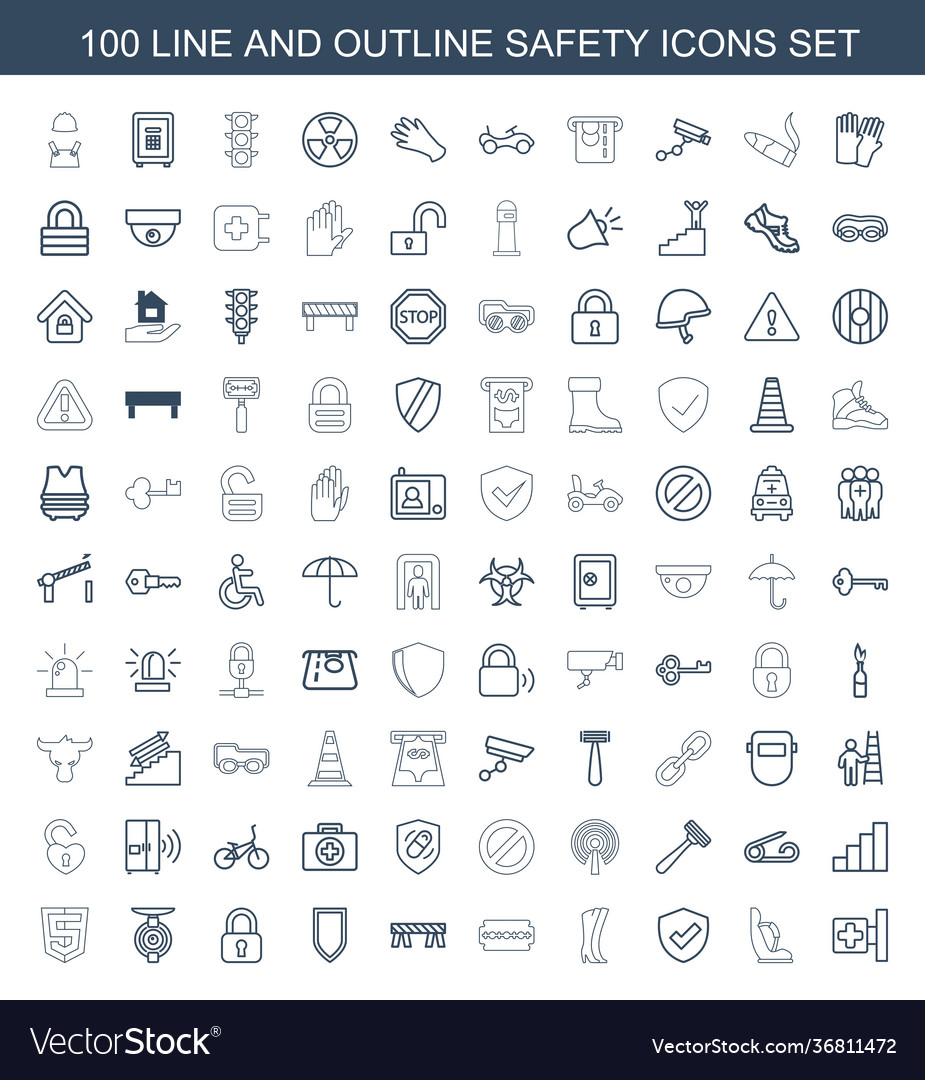 100 safety icons Royalty Free Vector Image - VectorStock