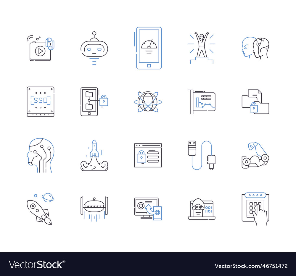 Artificial intelligence outline icons collection Vector Image