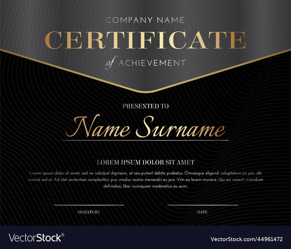 Black gold elegant luxury certificate Royalty Free Vector