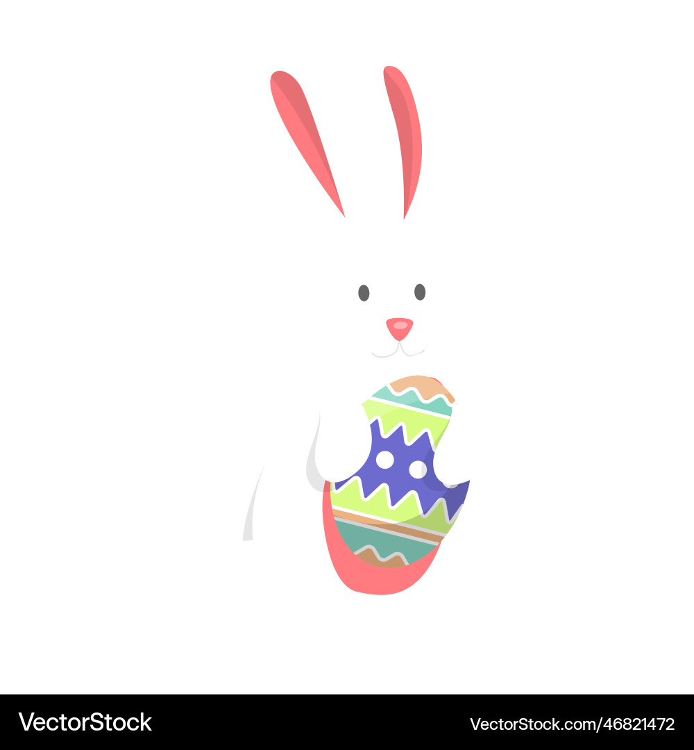 Bunny egg easter flat Royalty Free Vector Image