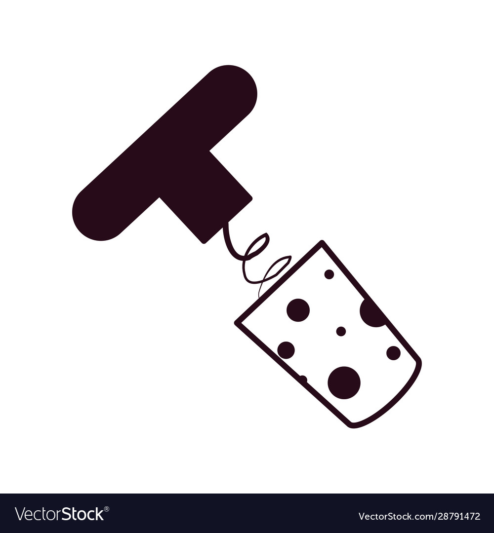 Corkscrew with cork wine block line style icon Vector Image