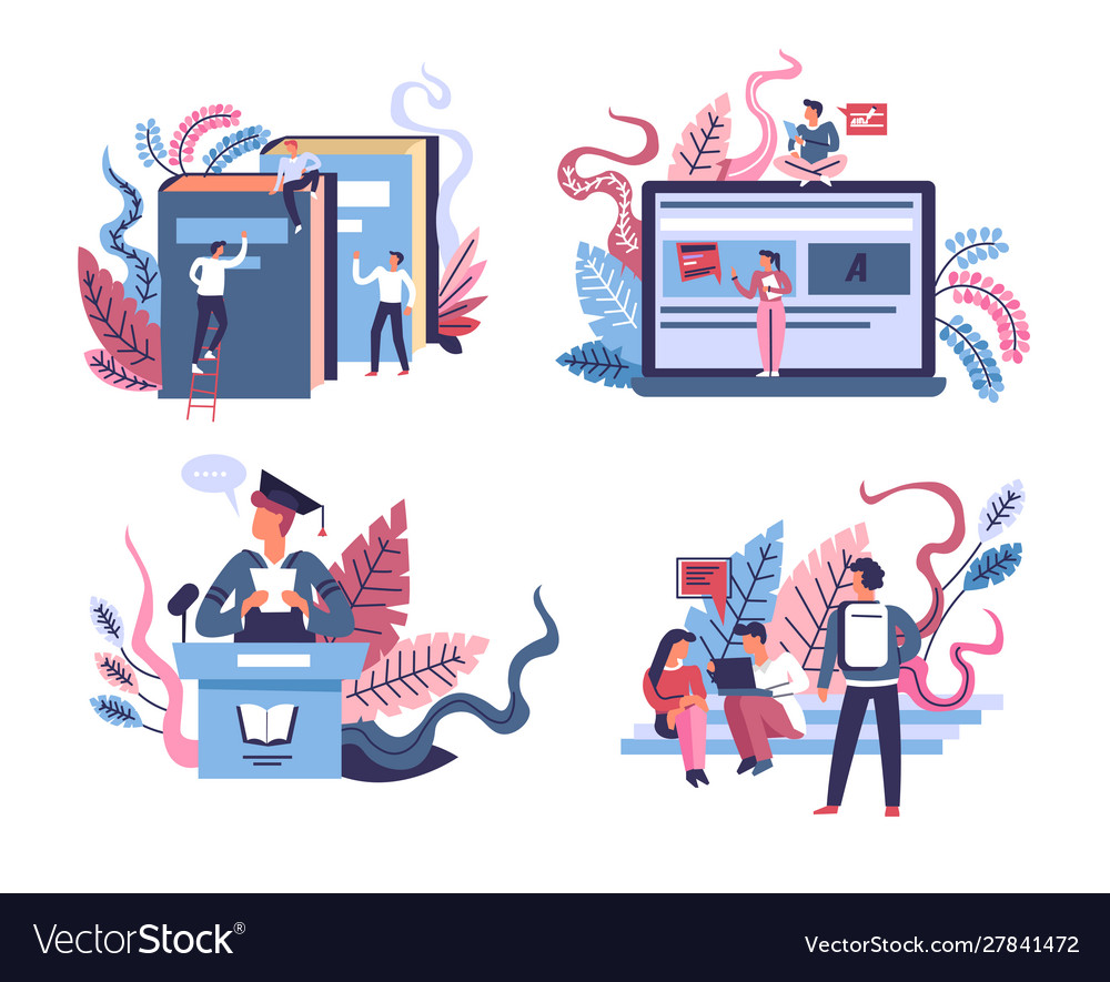 Education and graduation isolated icons online Vector Image