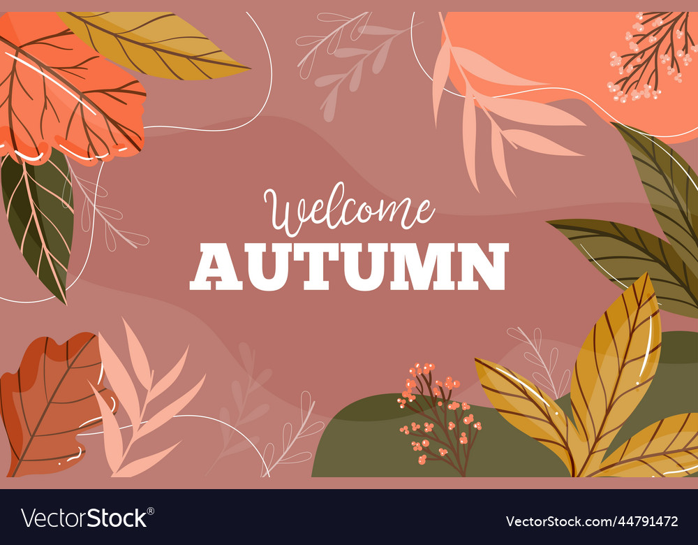 Flat autumn background with colorful leaves design