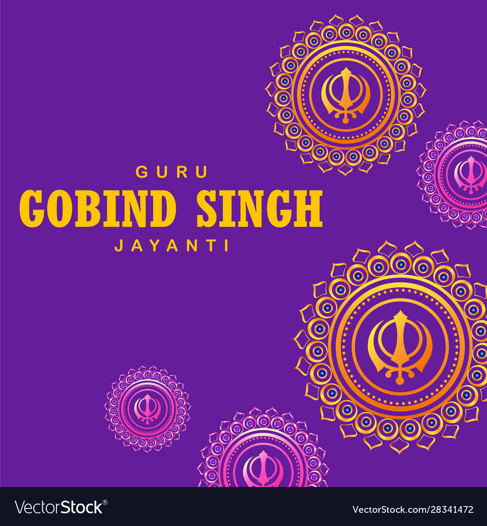 Happy guru gobind singh jayanti festival for sikh Vector Image