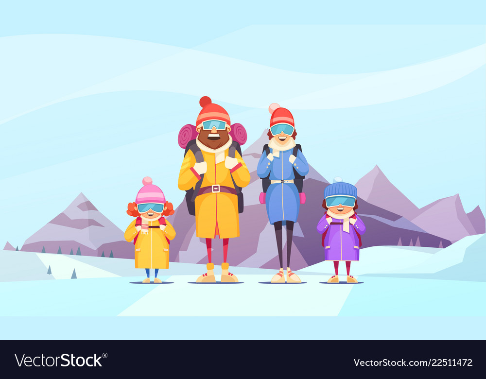 Mountaineering family cartoon Royalty Free Vector Image