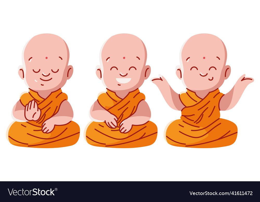 Set of tibetan monks Royalty Free Vector Image