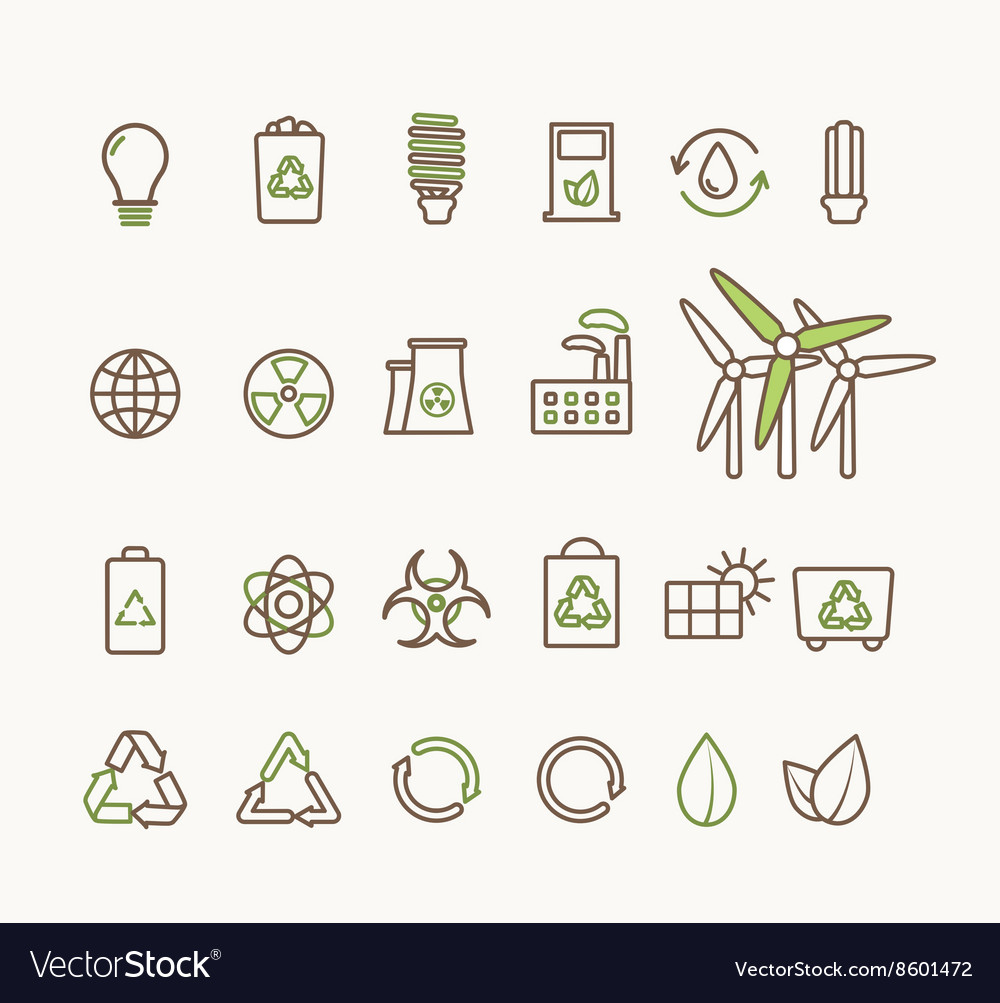 Thin line ecological icons set Icons for Vector Image