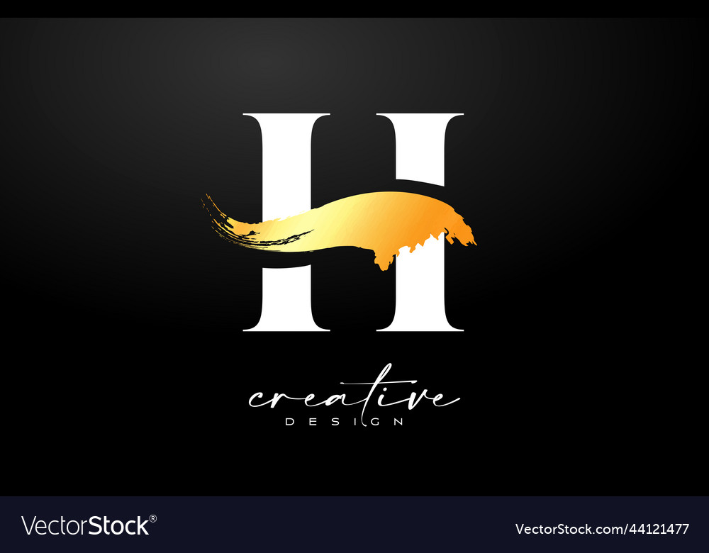 Golden stroke letter h logo design with artistic Vector Image