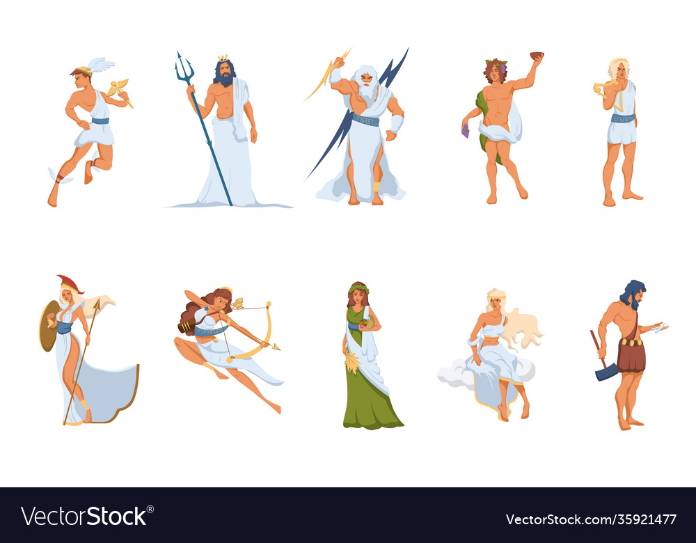 Greek gods and goddesses set Royalty Free Vector Image