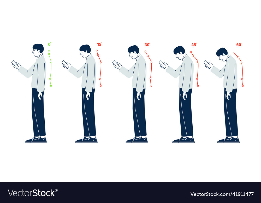 Phone using posture neck position ergonomic Vector Image