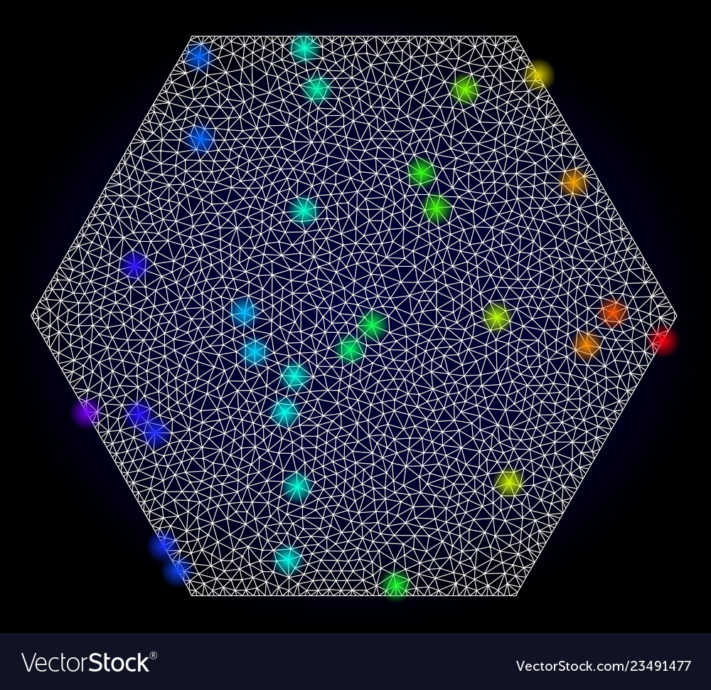 Polygonal mesh filled hexagon with rainbow Vector Image