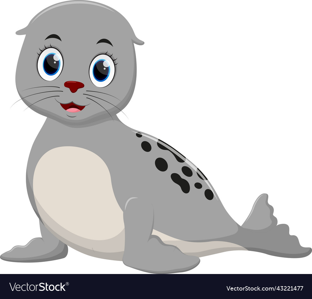 Seal cartoon waving hand isolated on white Vector Image