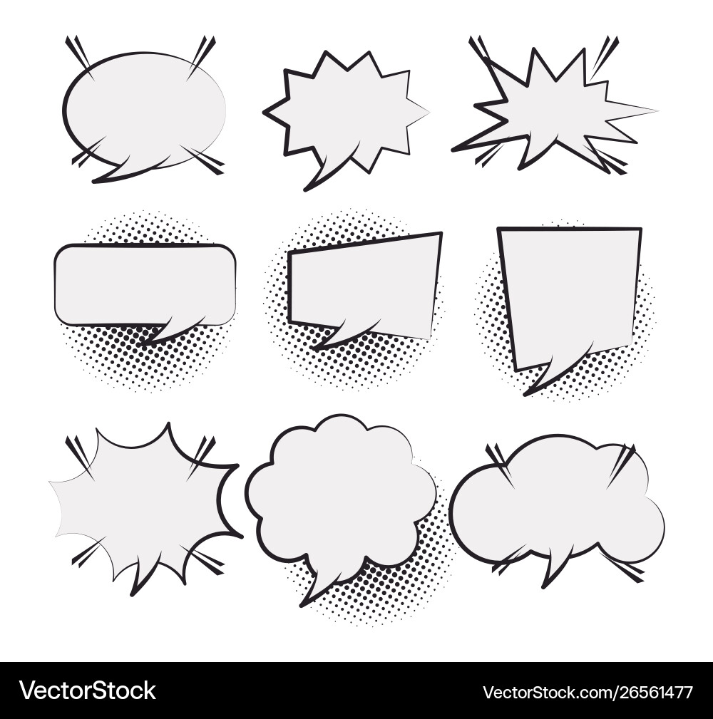 Set pop art comic speech bubbles Royalty Free Vector Image