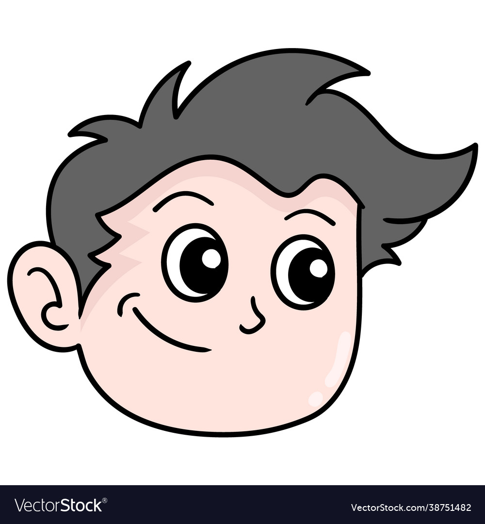 Cool handsome chubby boy head doodle icon drawing Vector Image