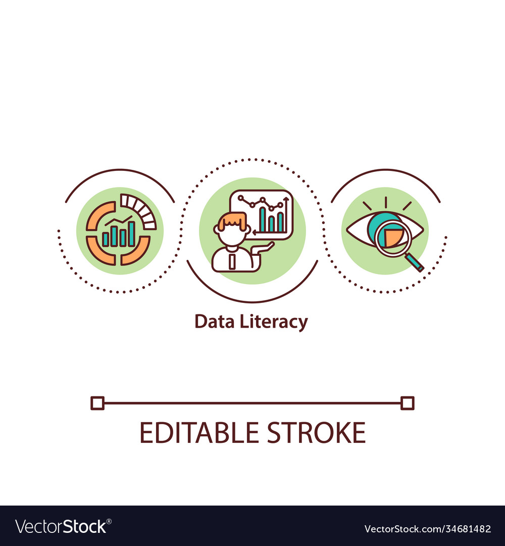 Data literacy concept icon Royalty Free Vector Image