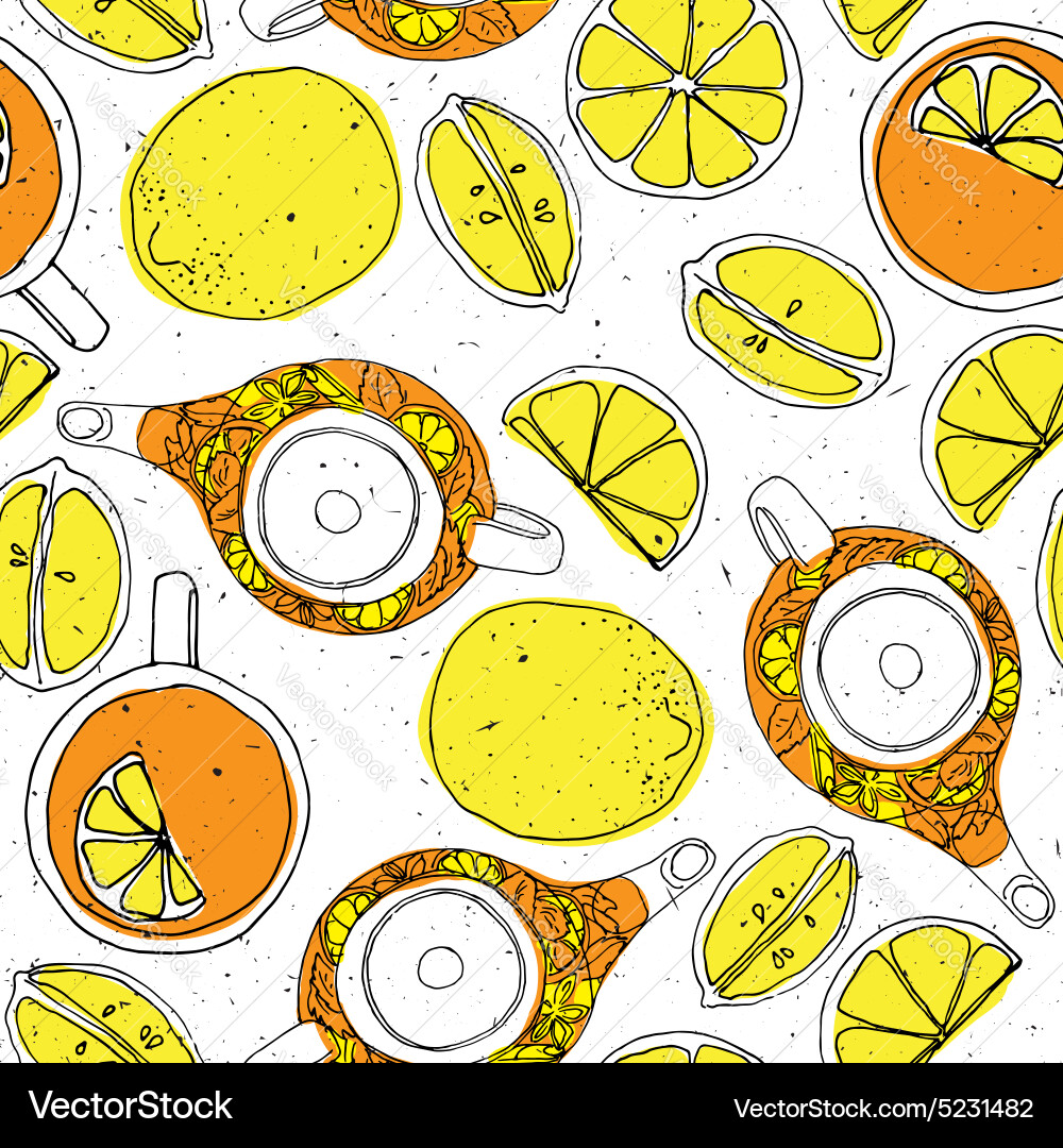 Hand drawn sketch tea set Royalty Free Vector Image