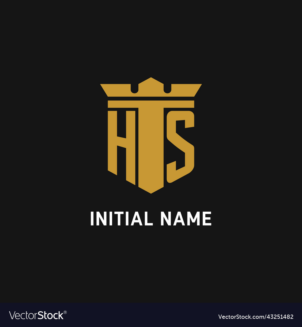 Hs initial logo with shield and crown style Vector Image