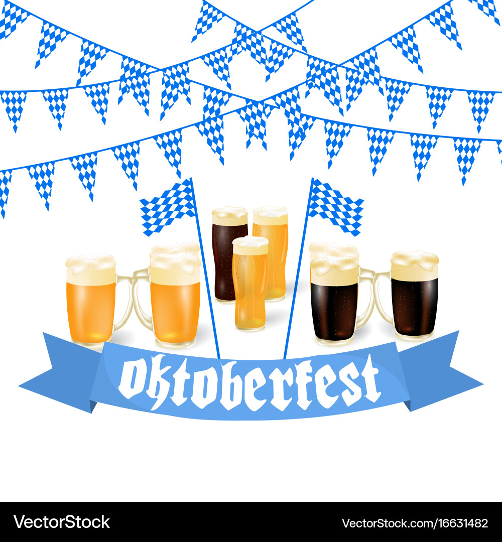 Oktoberfest Banners In Bavarian Color Light And Vector Image