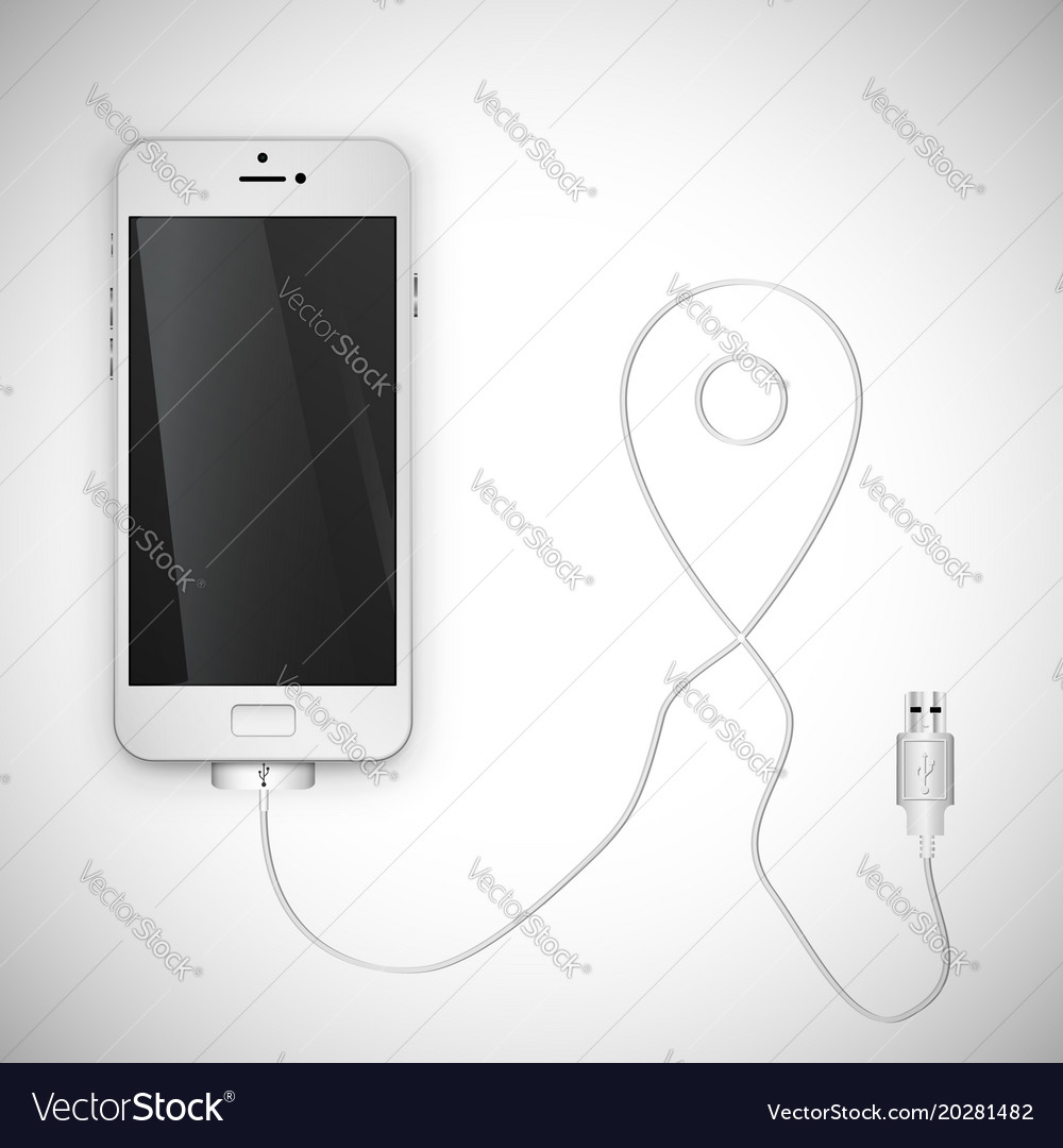 Realistic Smartphone With Wire Royalty Free Vector Image