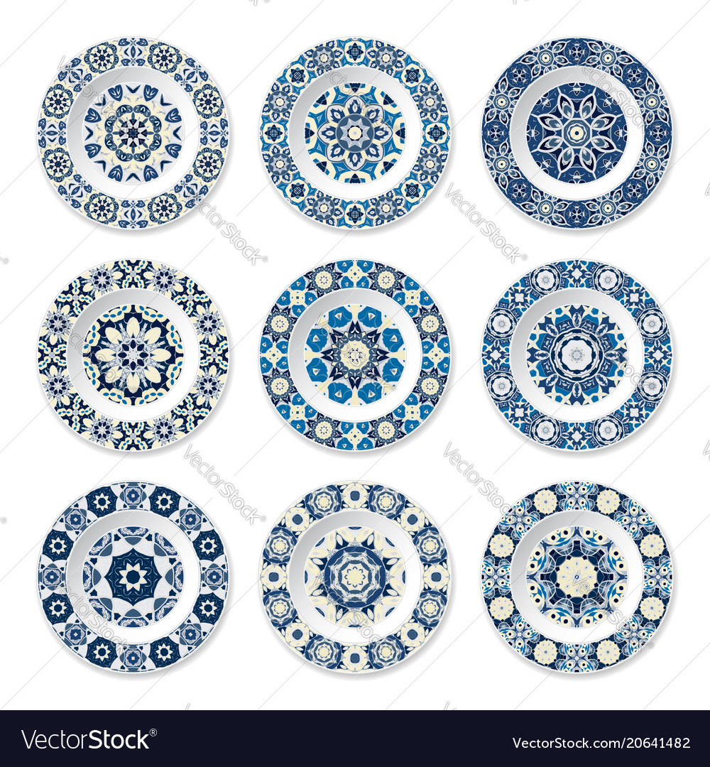 Set decorative plates Royalty Free Vector Image