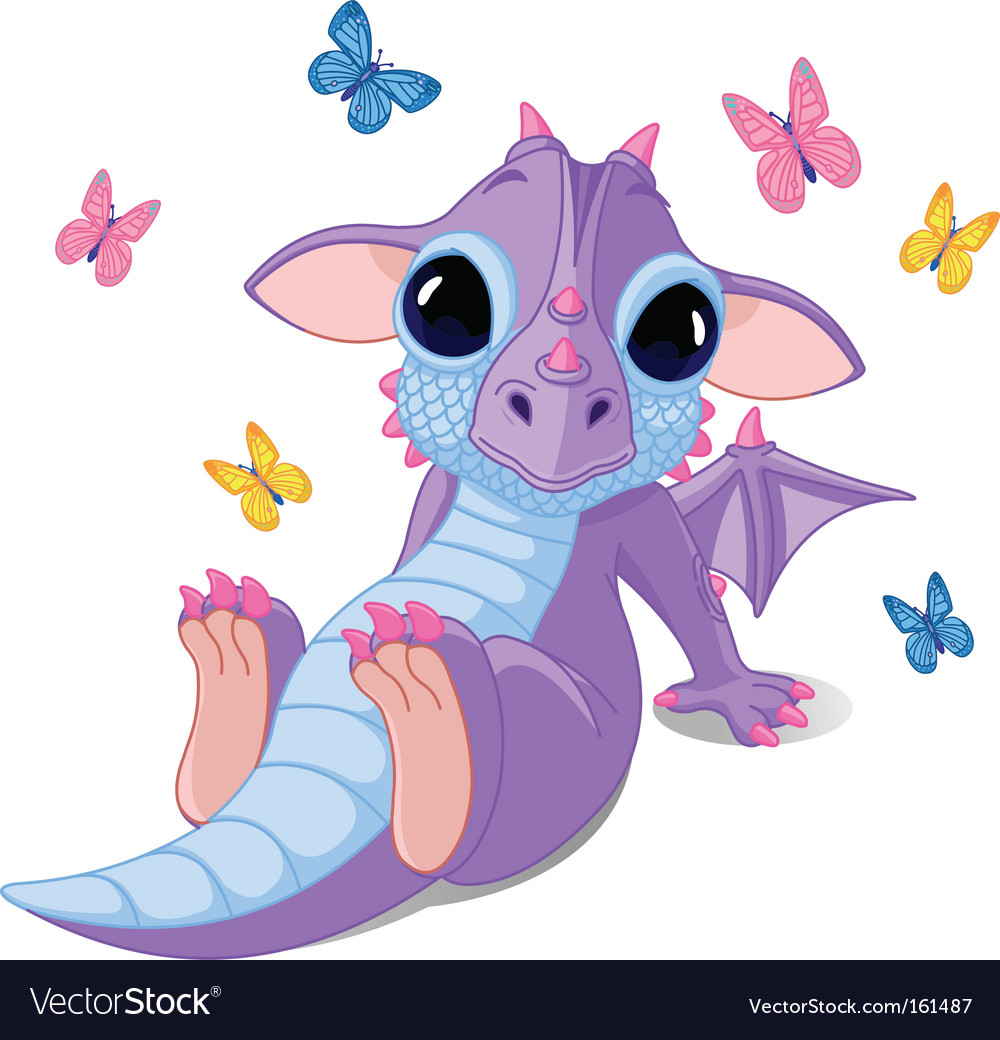 Download Cute sitting baby dragon Royalty Free Vector Image