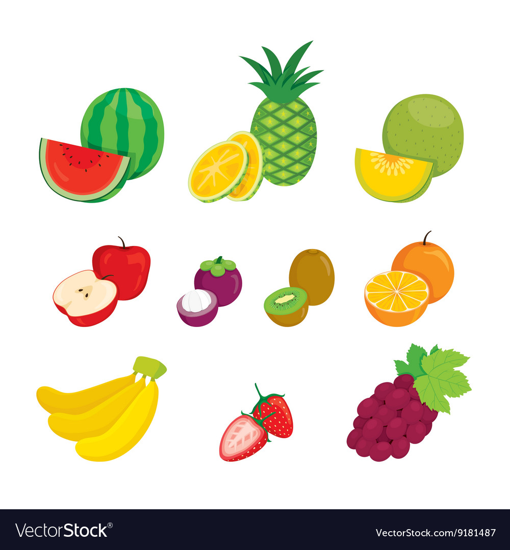 Fruits Icons Set Royalty Free Vector Image Vectorstock