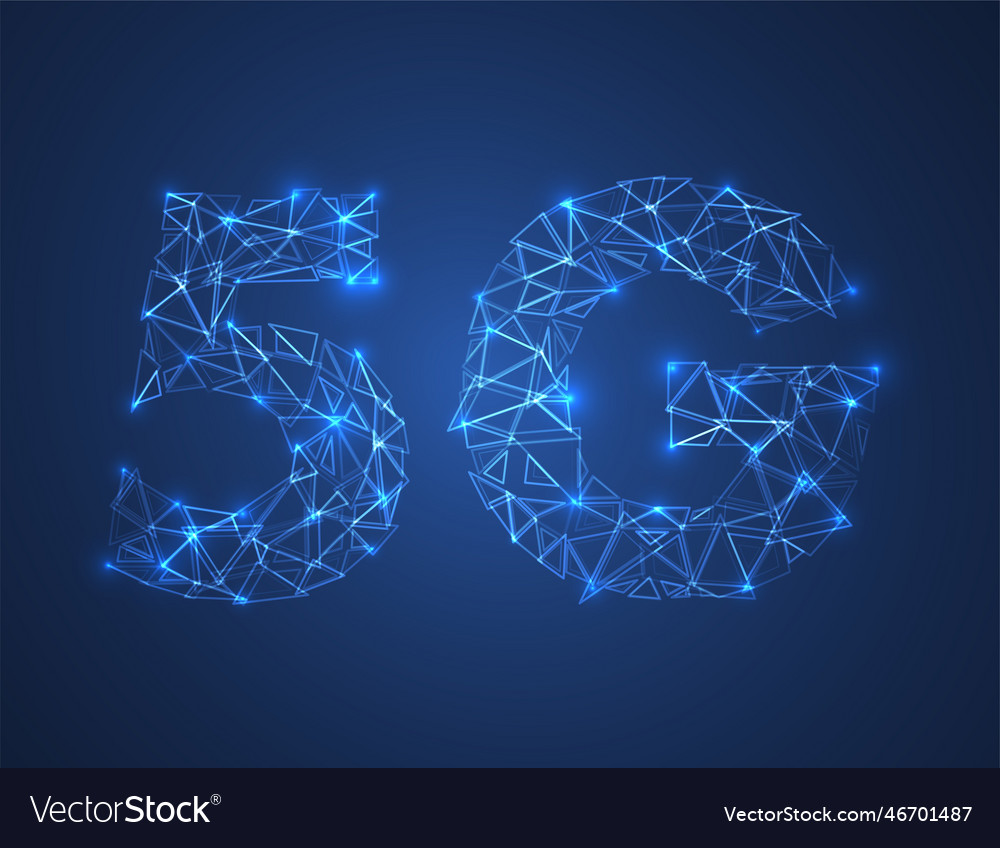 Low polygonal fast 5g internet connection concept