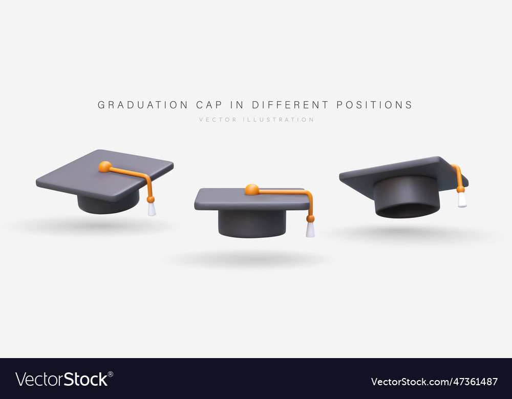 Set of 3d images masters hats on white Royalty Free Vector