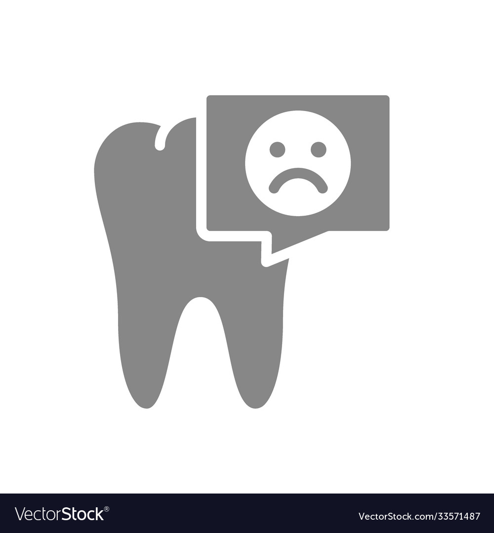 Tooth With Sad Face In Chat Bubble Gray Icon Vector Image