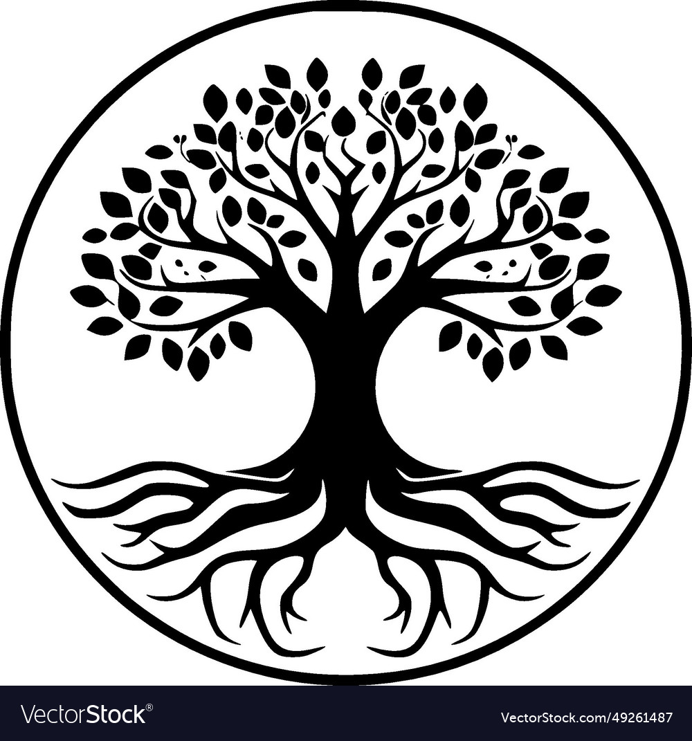 Tree - black and white Royalty Free Vector Image