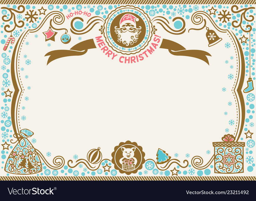 christmas certificate with santa and pig symbol vector image christmas certificate