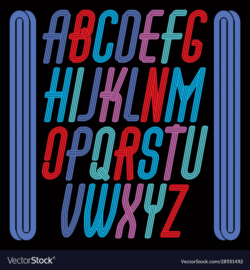 Funky tall upper case english alphabet letters Vector Image