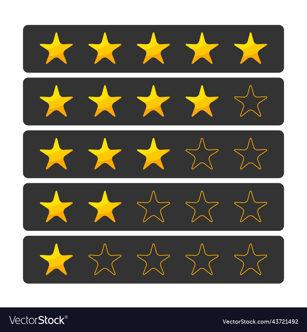 Set of ratings from one to five stars Royalty Free Vector