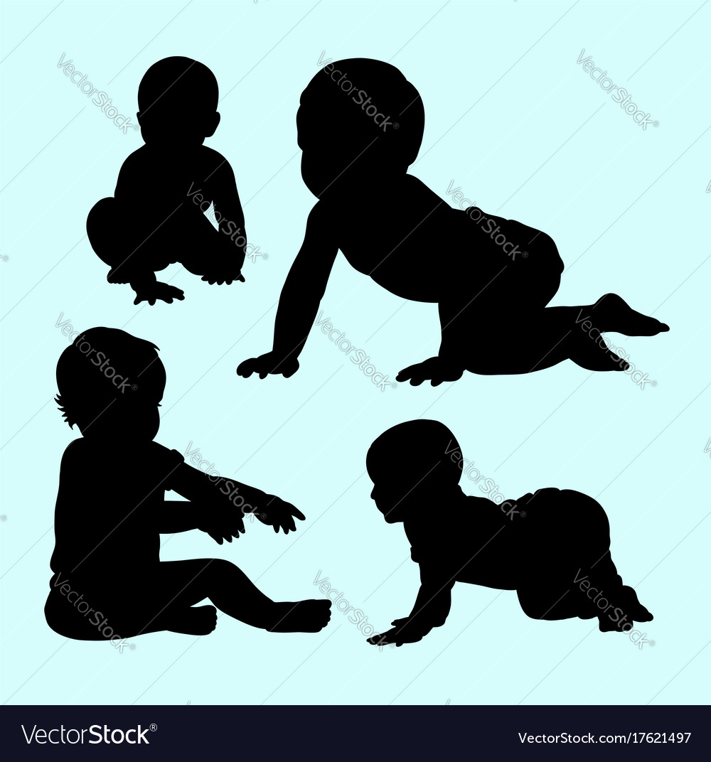 Babies action and training silhouette Royalty Free Vector