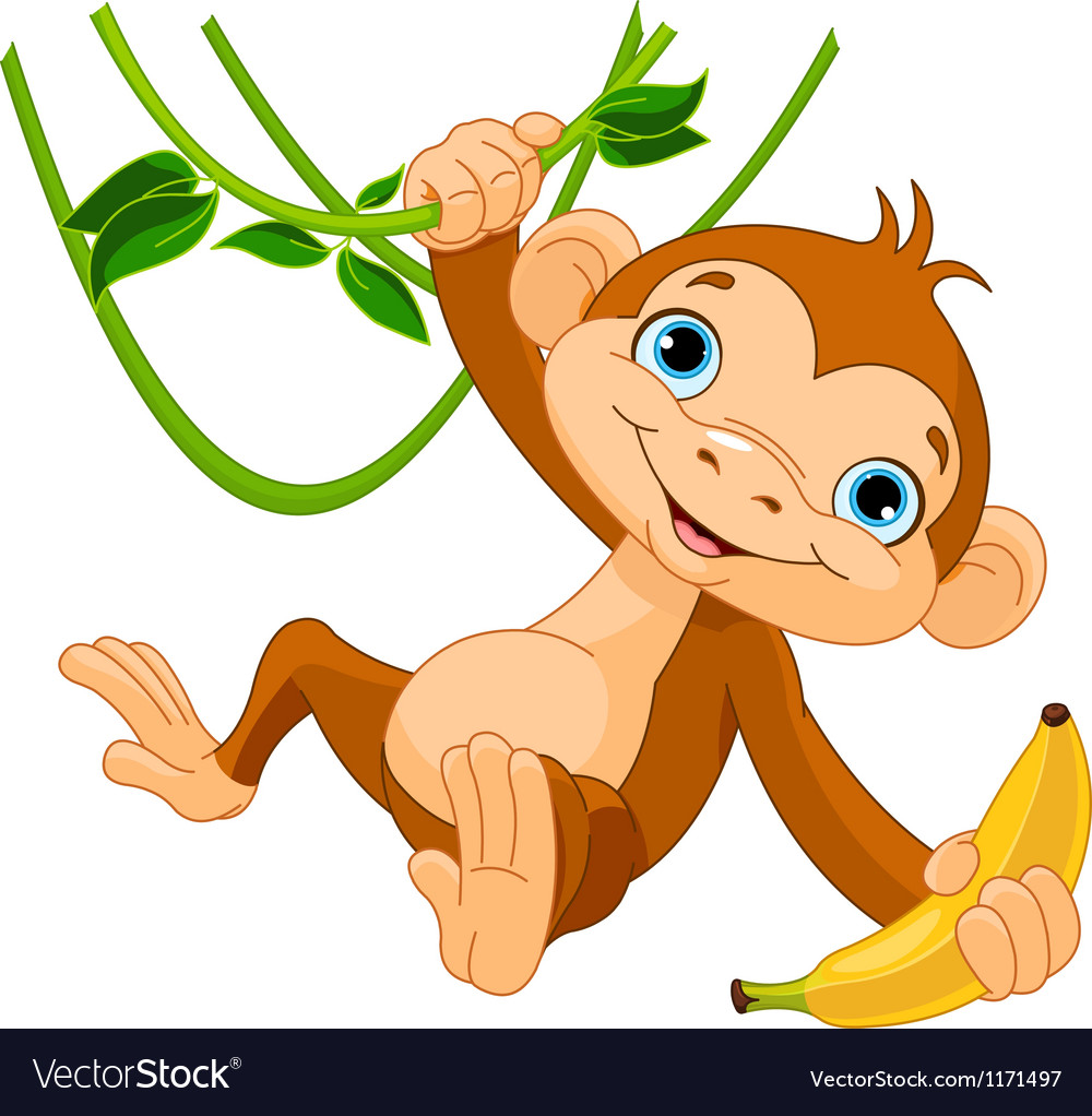 Download Baby monkey on a tree Royalty Free Vector Image