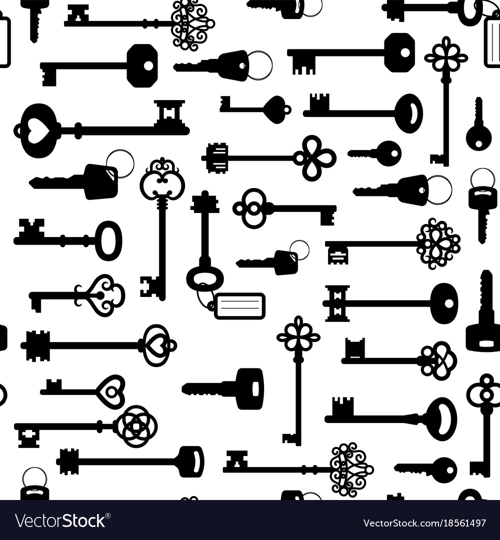 Black and white keys seamless pattern Royalty Free Vector