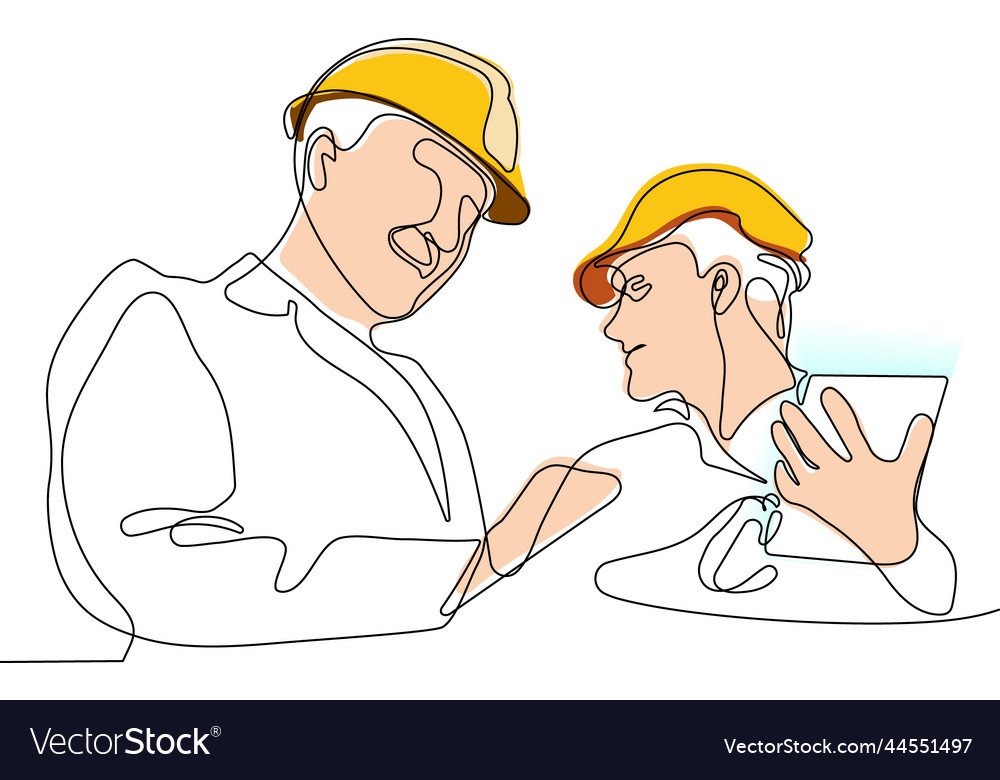 Construction manager and engineer working Vector Image