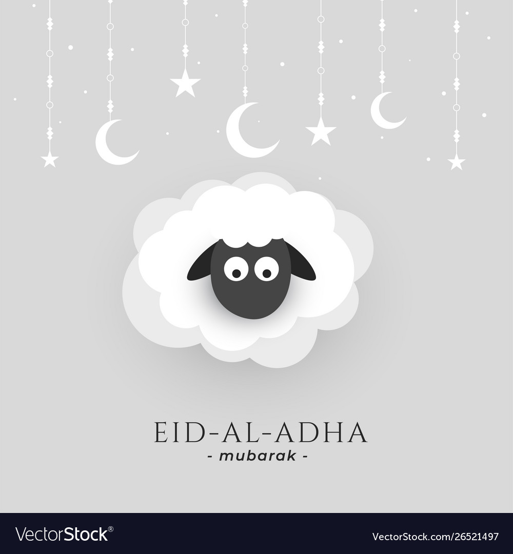 Eid al adha background with sheep and moon star Vector Image