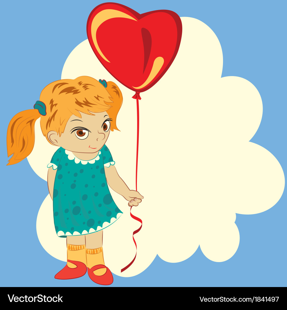 Girl with balloon Royalty Free Vector Image VectorStock