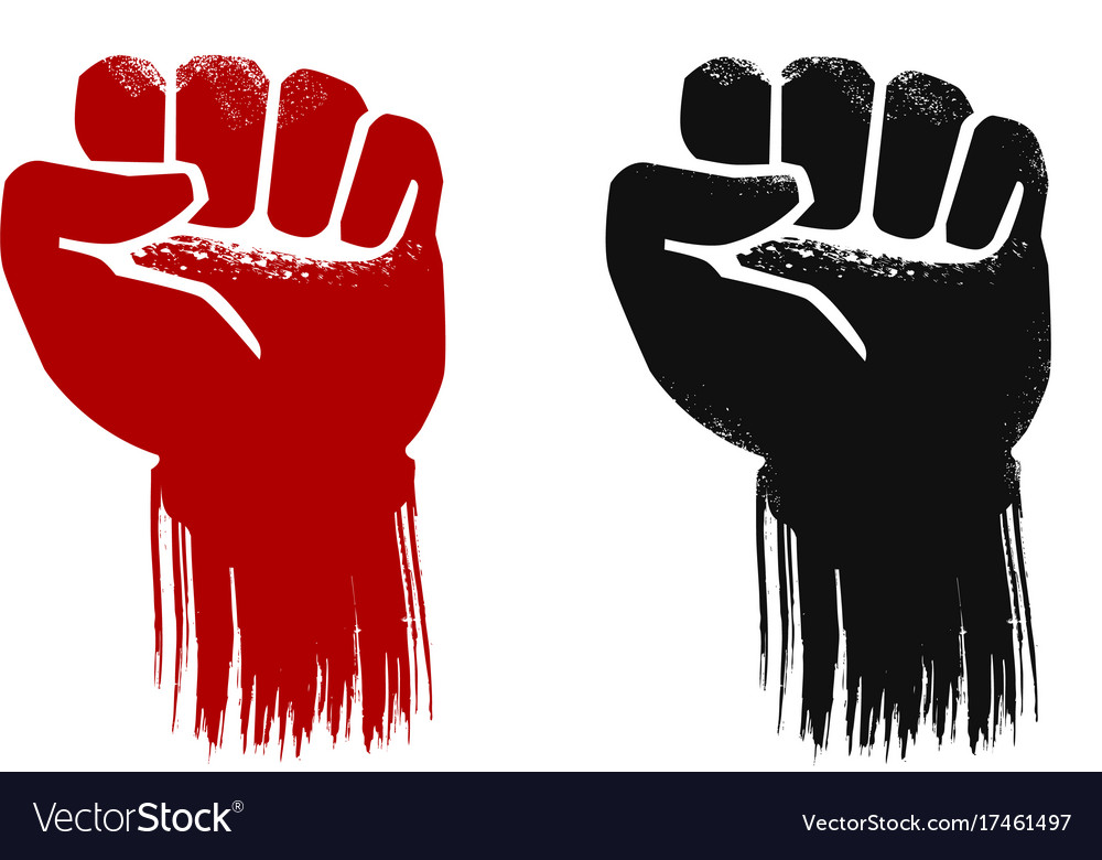 Raised fist grunge force strength power symbol Vector Image