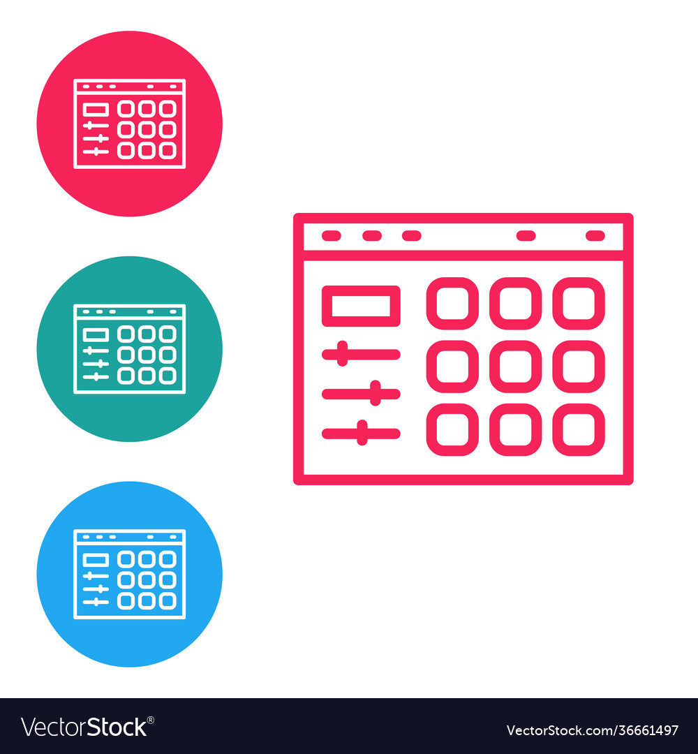 Red line drum machine icon isolated on white Vector Image