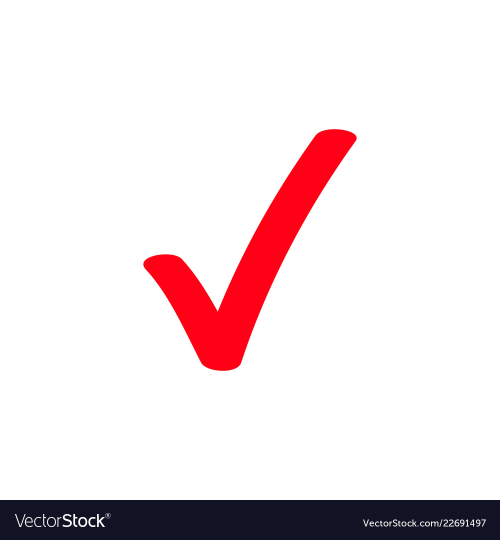 Red tick marker checkmark icon Royalty Free Vector Image