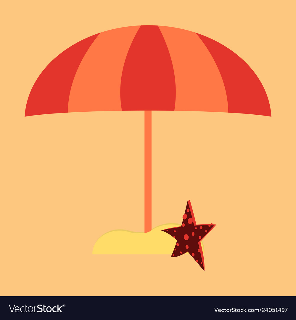 Summer card design with parasol bag starfish on vector image