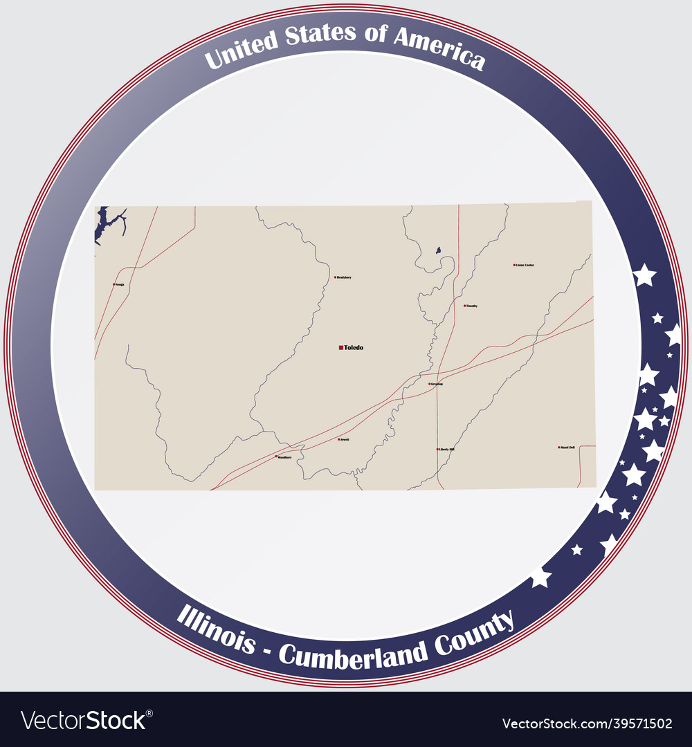 Map of cumberland county in illinois Royalty Free Vector