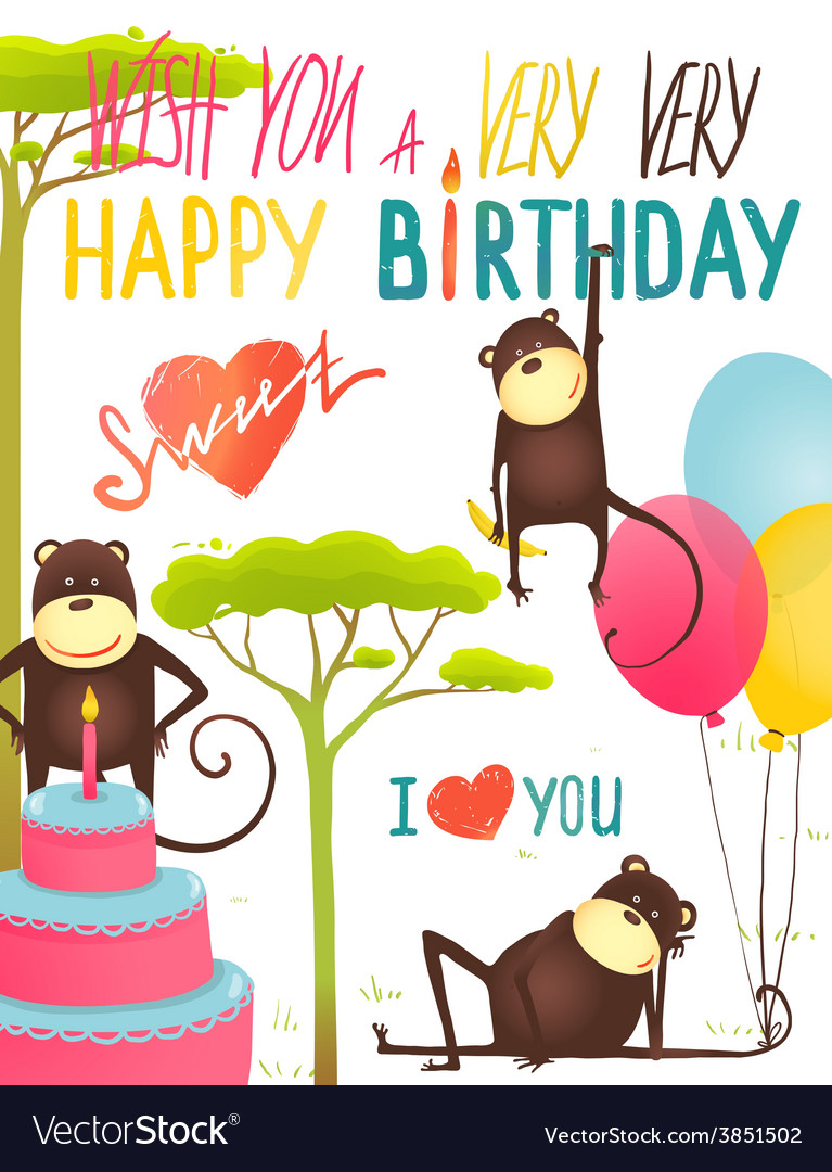 happy birthday monkey cartoon