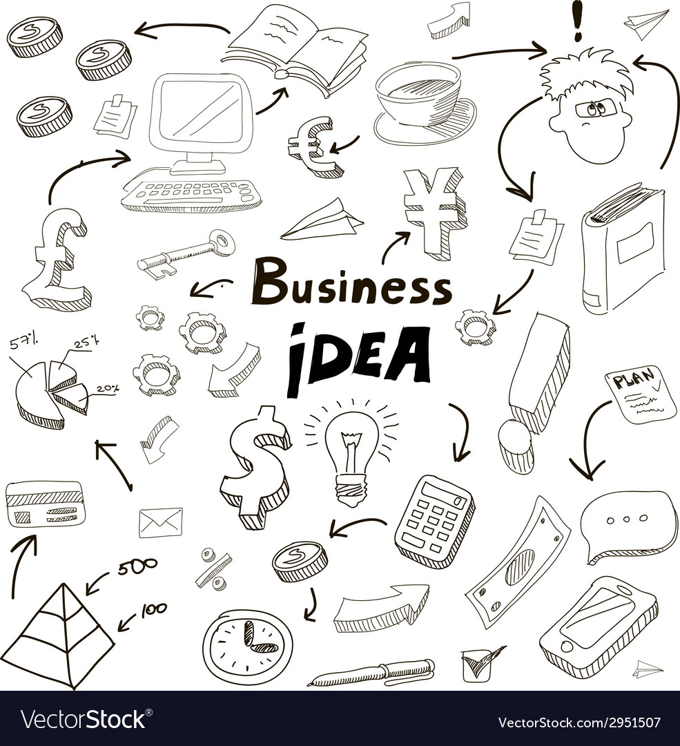 Business idea doodles icons set Royalty Free Vector Image