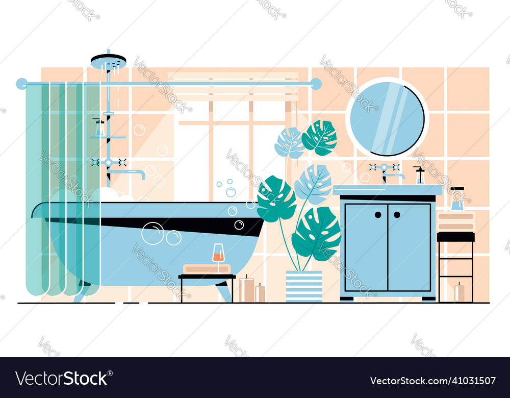 Cozy bathroom interior home objects Royalty Free Vector