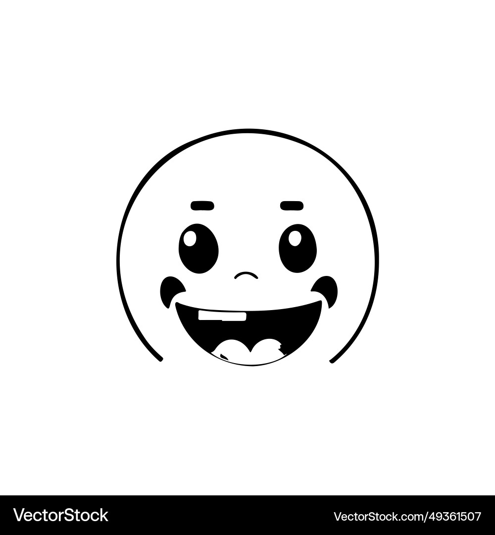 Embarrassing icon hand draw black colour emoji Vector Image