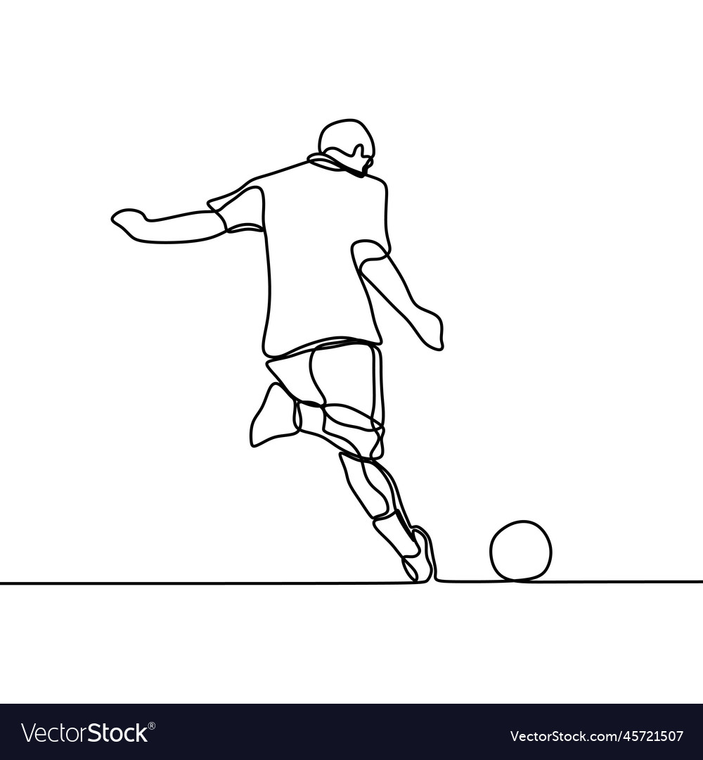 Premium Vector  Continuous line drawing of female soccer player kicking  the ball premium vector