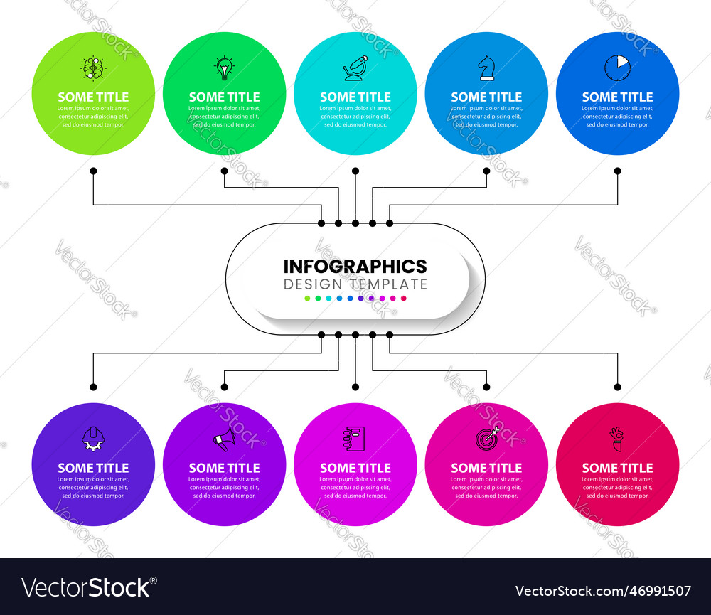 Infographic template 10 colored circles connected Vector Image